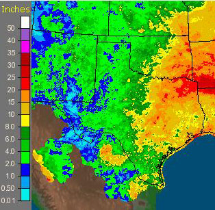 September/October rainfall 2009, in inches