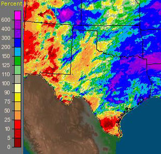 Rainfall, October 2009, percent of normal